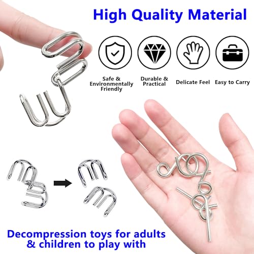 Steemjoey 8 Stück Knobelspiele Metall, Metalldraht Puzzle, Metallpuzzle Metallknobellei Set Denkaufgabe IQ Test Lernspielzeug Party Mitgebsel Kindergeburtstag für Erwachsene Kinder
