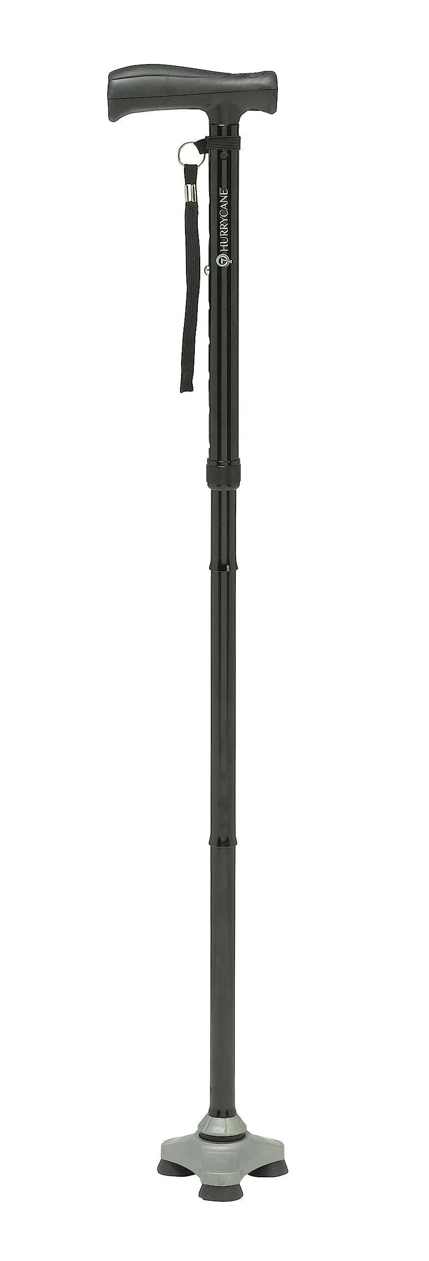HurryCane HCANE-BK-C2 Freedom Edition Foldable Walking Cane with T Handle, Original Black