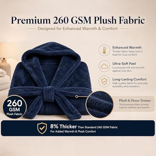 Image of U2SKIIN Mens Hooded Robe, Plush Robes for Men Long Fleece Bathrobe