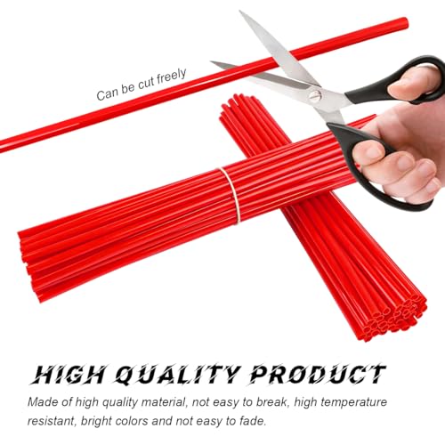 Image of 72PCS Dirt Bike Spoke Covers, Motorcycle Spoke Skins Wheel Wraps Pipe for 8 inch-21 inch Rims, Dustproof Wheelchair Rim Decoration Protector Pipe Trim for Bicycle Dirt Pit Bike (Red)
