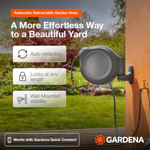 GARDENA Retractable Garden Hose Reel - 75 Feet - Auto R...