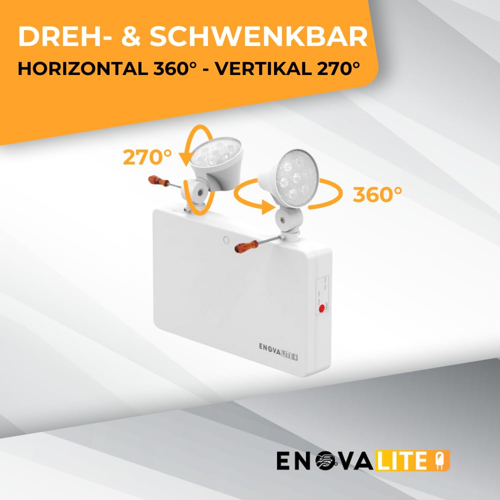 LED Fluchtwegleuchte Notleuchte Twin-Spot mit Akku und Test-Funktion - 3h Notbetrieb - 3W 180lm - Rettungsweg Notausgang Notfall EXIT