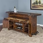 Pemberly Row Wood Home Bar with 2 Shelves and 3 Drawers in Brown (43" H x 78" W x 24" D) for Home, Kitchen, Dining Room with Storage Cabinets and Wine Rack, Easy Assembly - Image 2