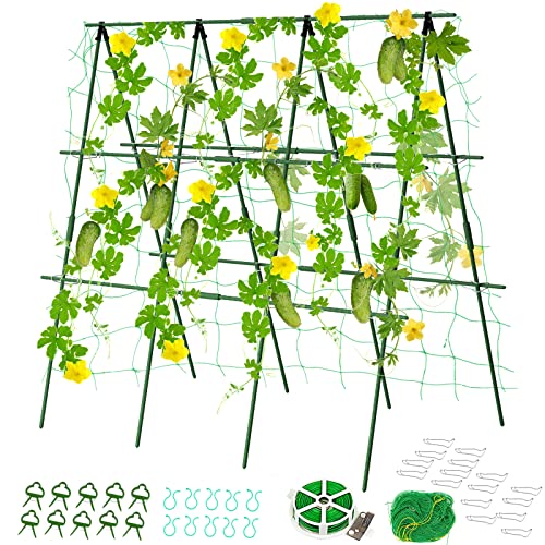 Docred Cucumber Trellis, A Frame Trellis Metal Garden Trellis For Climbing Plant Cucumber, Flowers, Melon, Vegetables #TOP23