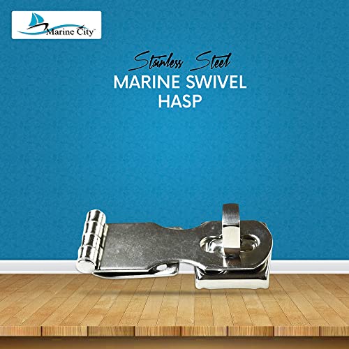 MARINE CITY 316 Grade Stainless Steel Easy Install Door Hasps Heavy Duty Swivel Safety Hasp with Turning Padlock Eye Mount Catch Latch Lock for Marines Boat (2-3/4"× 1") - Image 2