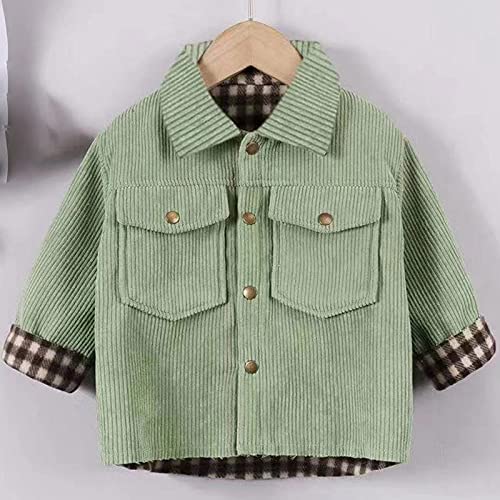 Toddler Boys Jacket Toddler Kids Baby Girls Boys Jacket Plaid Button Up Pocket Corduroy Jacket Coat (Green, 2-3 Years)2