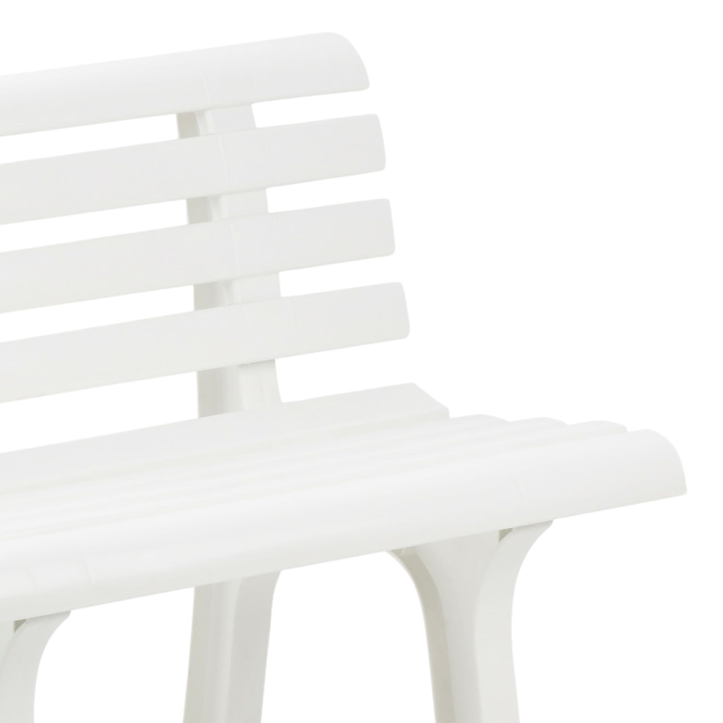 Spetebo Banco de jardín de plástico de 3 plazas 145 x 74 cm – blanco – Banco de jardín con respaldo resistente a la intemperie 200 kg de carga – Banco de jardín para exteriores sin reposabrazos para 3