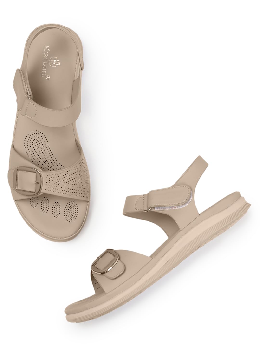 marc loire Women’s Solid Backstrap Flat Sandals PU Upper with Padded Insole & TPR Sole Comfortable Backstrap Flats, Casual and Office wear-picture-11