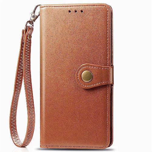 ESTIKI万屋-JP(工場直販品質保証) 適用Xperia Ace II兼用ケース 手帳型 革製 Xperia Ace II純色YK手帳デザイン カバー ストラップ付き カード収納型レザーケース 適用機種:Xperia Ace II SO-41B ブラウ