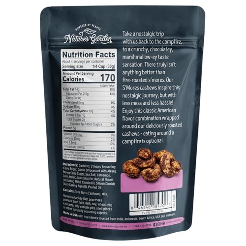 Nature's Garden Smores Cashews, 4 oz (Pack of 6) - Chocolate Covered Cashews, Seasoned Roasted Cashews, Crunchy Snacks, Flavored Nuts Snack Pack, Gluten Free Cashews, Healthy Snacks for Adults - Image 3