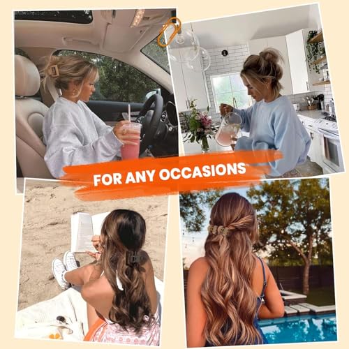 HFLYJPYW 8 Pcs Medium Hair Clips for Women Girls - 2 Styles Rectangle and Double Row Teeth Small Claw Clips for Thin Fine Thick Hair, Matte Non-slip Strong Hold Jaw ClipsDark Collection) - image 8