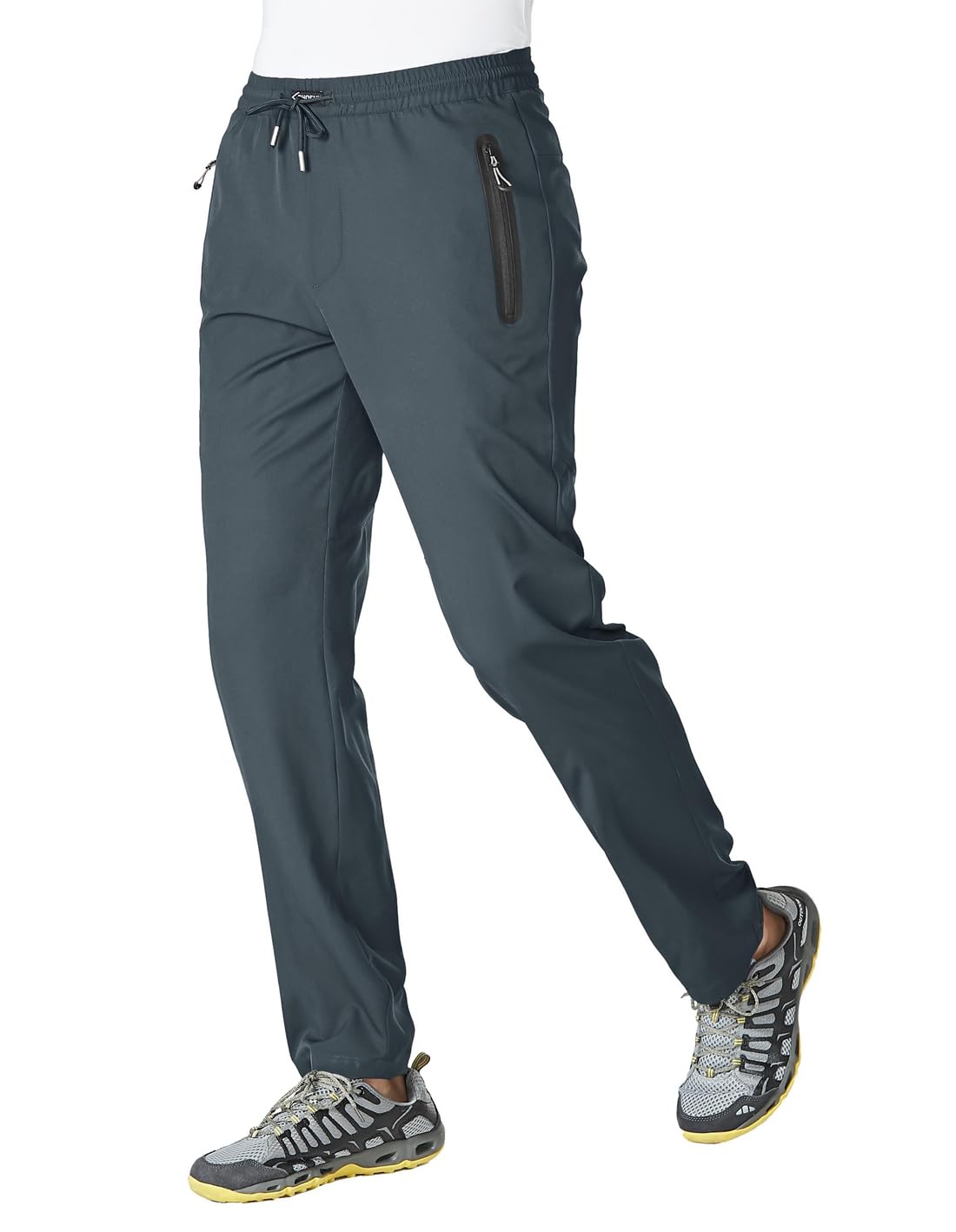 JHMORP Men's Lightweight Athletic Workout Pants Stretch Quick Dry Hiking Track Casual Pants Sweatpants Zipper Pockets