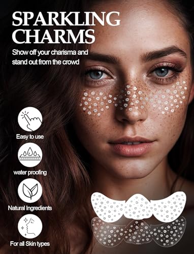 Silver Freckles Face Tattoo - 8 PCS Makeup Patches, Glow Up Face Glitter Speckles Patches, Cute Makeup Accessories for Women - Image 5