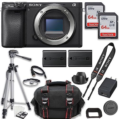 Sony a6400 Mirrorless Camera (Body Only) + 2X 64GB Memory + Case + Tripod & More (20pc Bundle)