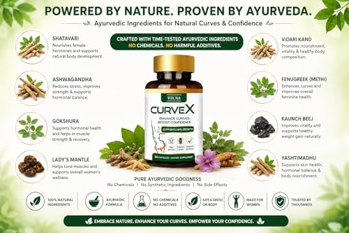 Image of Velna curvex ayurvedic herbal capsules for hips growth (pack of 3)