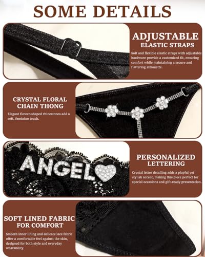 Image of Chain Thong Underwear for Women, Adjustable Rhinestone Panties | Adjustable waist strap, rhinestone chain design, G string underwear style, sparkly body jewelry for party clubwear outfits