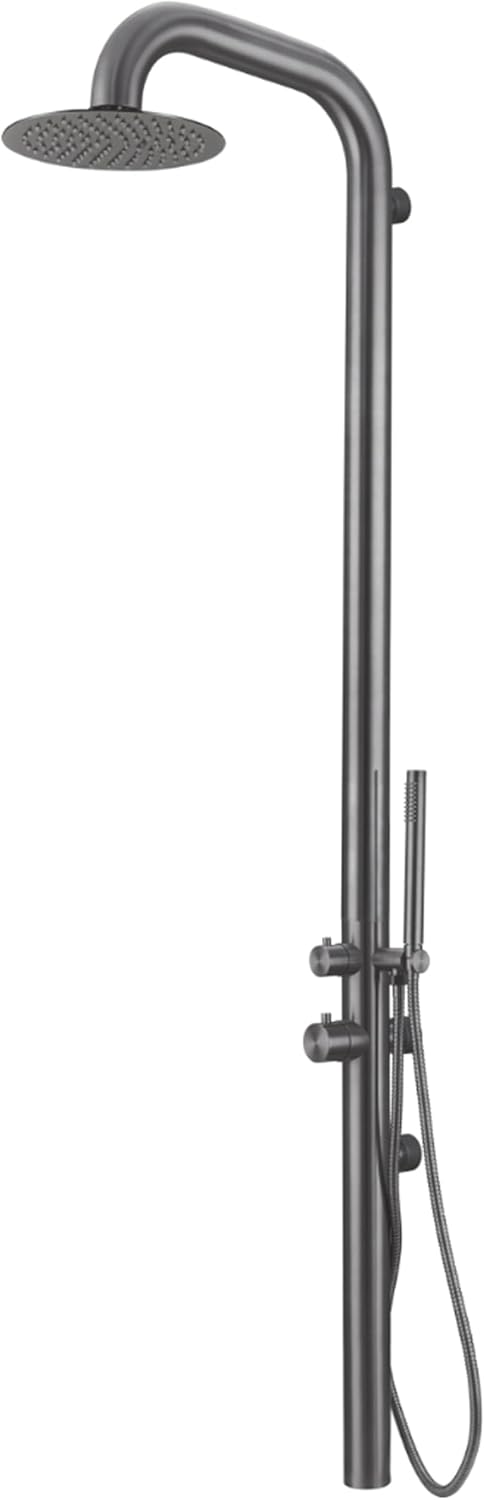 HEATGENE Outdoor Shower with Body Jets and Handheld, Wall-Mounted Shower Head for Outside/Poolside/Patio Drench Shower - Brushed
