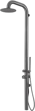 HEATGENE Outdoor Shower with Body Jets and Handheld, Wall-Mounted Shower Head for Outside/Poolside/Patio Drench Shower - Grey