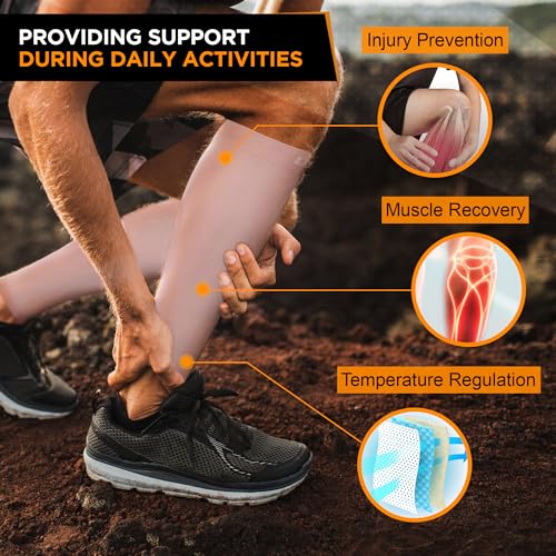 Doc Miller - Compression Calf Sleeve for Petite Men & Women, Medical Grade, 20-30mmHg Graduated Support for Running, Calf Tear, Shin Splints, Knee High, Beige Calf Sleeves, Large Size, 1 Pair, Petite - Image 4