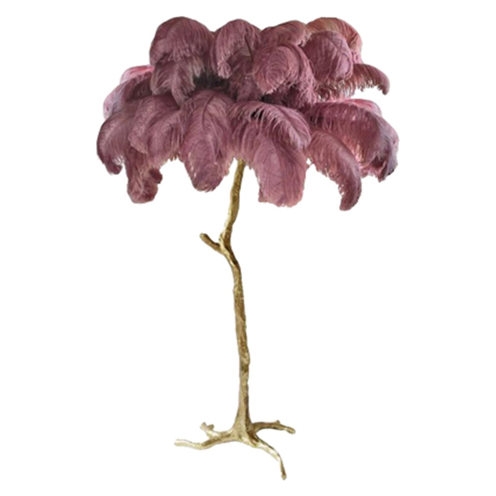 SMTYXS Modern Luxury Ostrich Feather LED Floor Light Copper Resin Nordic Lights for Living Sofa Beside Decoration Standing Lamp Elegant Luxurious(Purple Floor)