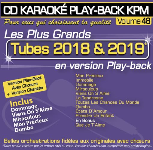 CD Karaoké Play-Back KPM Vol.48 Tubes 2018 & 2019