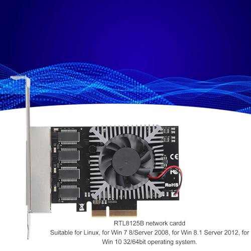 4 Puertos PCIe Tarjeta de Red Ethernet, Adaptador de Interfaz Gigabit Ethernet 100/1000/2500Mbps con 8 Indicadores LED, RJ45, Ranuras X4, X8, X16, compatible con Linux miniatura 4
