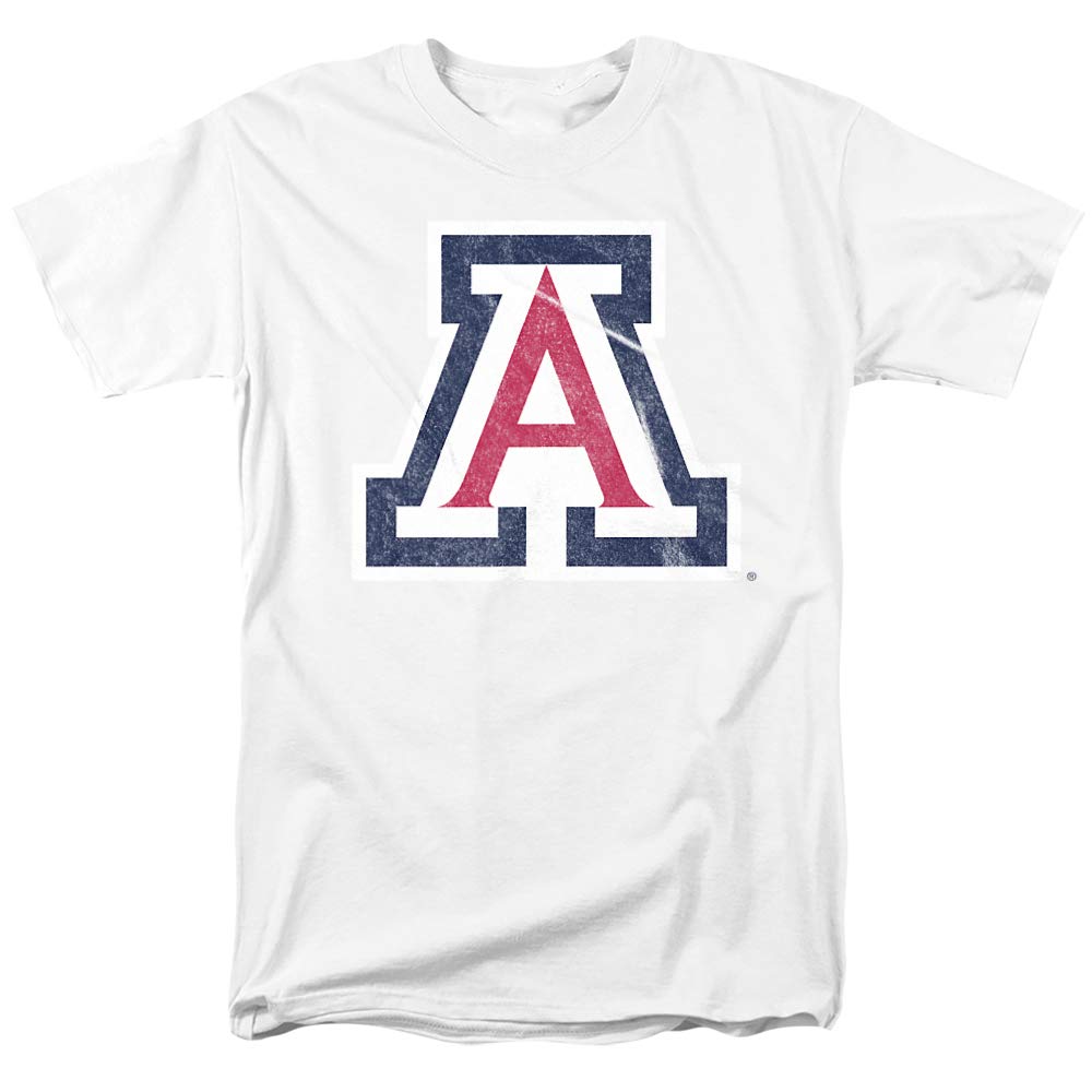 University of Arizona Official Distressed Primary Unisex Adult T-Shirt, White, Large