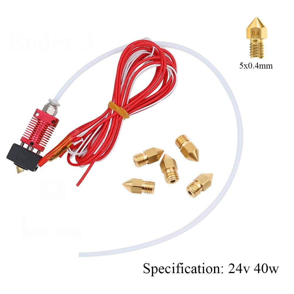 Kit Estrusore/Hotend Per Stampanti 3D Creality Ender 3, CR-10 - Include 5 Ugelli Da 0.4 Mm, Termistore E Resistenza
