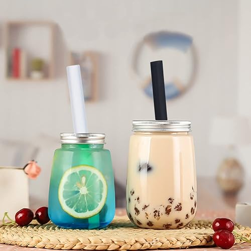 Miniatura 7 de ALINK Pajitas Boba reutilizables de silicona negra, paquete de 4 popotes extra anchos para té de burbujas, batidos, perlas de tapioca con cepillo de