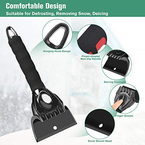 Coquimbo Ice Scraper Mitt, Waterproof Snow Romover Glove, Windsheild Snow Scraper with Warming Glove Lined of Thick Fleece for Car Windscreen, Sratch-Free, Black(2 pack) - Thumbnail 6
