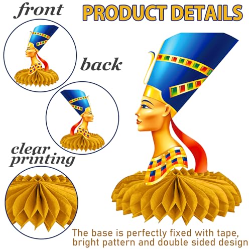 Image of Egyptian Honeycomb Centerpieces 12PCS Egypt Pyramid Party Decorations Ancient Egypt Theme Birthday Table Centerpieces Mummy and Sphinx Decor for Egyptian Party Supplies
