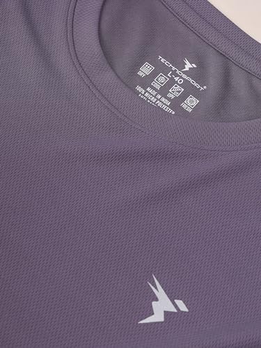 Image of TECHNOSPORT Men's Slim Fit Polyester Activewear Sports T-Shirt with Moisture-Wicking Comfort for Workout, Running & Gym