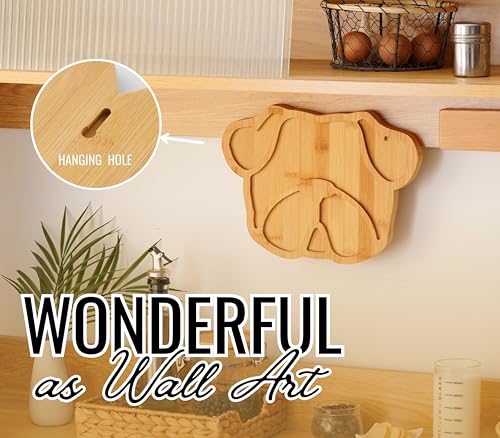 Tabla de cortar rectangular de bambú con diseño pug miniatura 3
