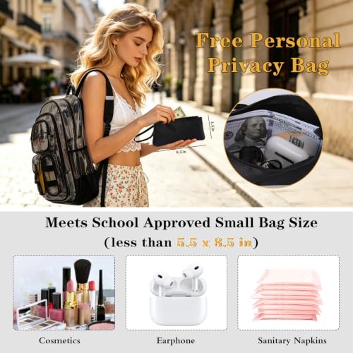 Image of Three-layer Clear Backpack, Heavy Duty Clear Bookbag for Kids, See Through Backpack Transparent Bag for Girls Boys (Black Grey)