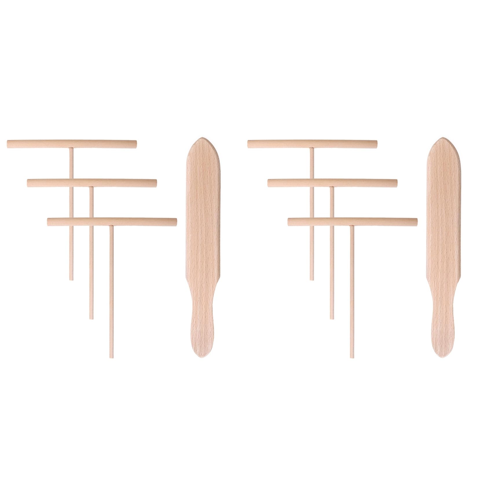 Hklshyd Spatula Set Wooden T Sticks for Spreading Pancake Batter, Set of 8 Utensils for Uniform Crepe Maker Kitchen Tool
