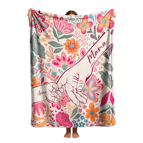 Custom Mom Blanket Personalized Mama Blankets for Adults Throw Blanket Gifts for New Mama Wife Women Aunt Grandma Nana Mom Birthday from Daughter Son Sister Husband