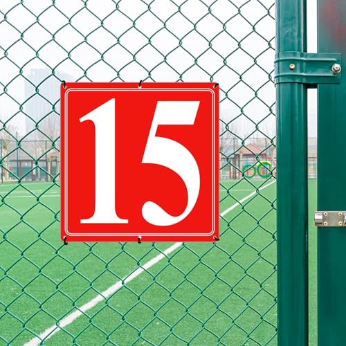 Image of Premium Aluminum Number Signs 15, Metal 12 inch X 12 inch Red Numbered Signs Outdoor for Parking Lots, Floor, Dock, Court, Aisle, Field, High Visibility, No Fade, Weather-resistant