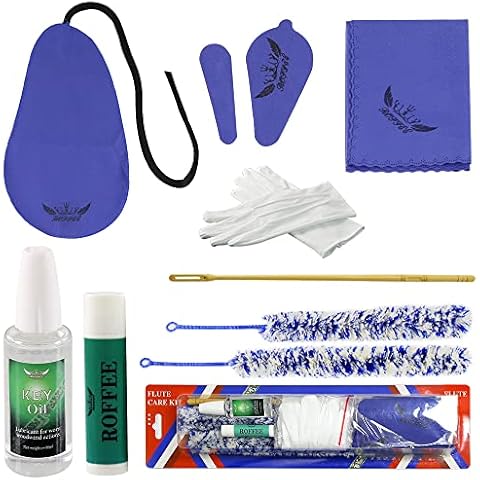 Flute Cleaing Kit,Flute Care & Maintenance Kit,Key Oil,Cork Grease,Swab,Cleaning Cloth,Cleaning Brush,Cleaning Rod Cover