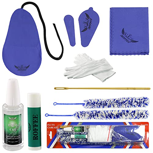 Kit de limpieza de flautas, kit de cuidado y mantenimiento de flautas, aceite clave, grasa de corcho, hisopo, paño de limpieza, cepillo de limpieza, barra de limpieza Cover