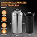 WICHEMI 16 Gallon Commercial Large Trash Can, Bullet Outdoor Trash Bin with Open Top Lid, Brushed Stainless Steel Garbage Can, Silver
