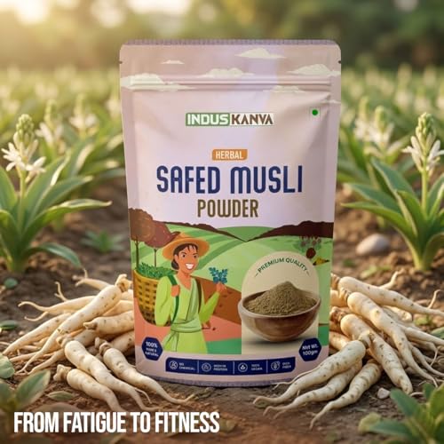 Image of Safed Musli Root Powder 100 Grams | Natural | Non-GMO | Siva Musli Podi /Shweta Musli Hudi | Chlorophytum Borivilianum | No Added Preservatives