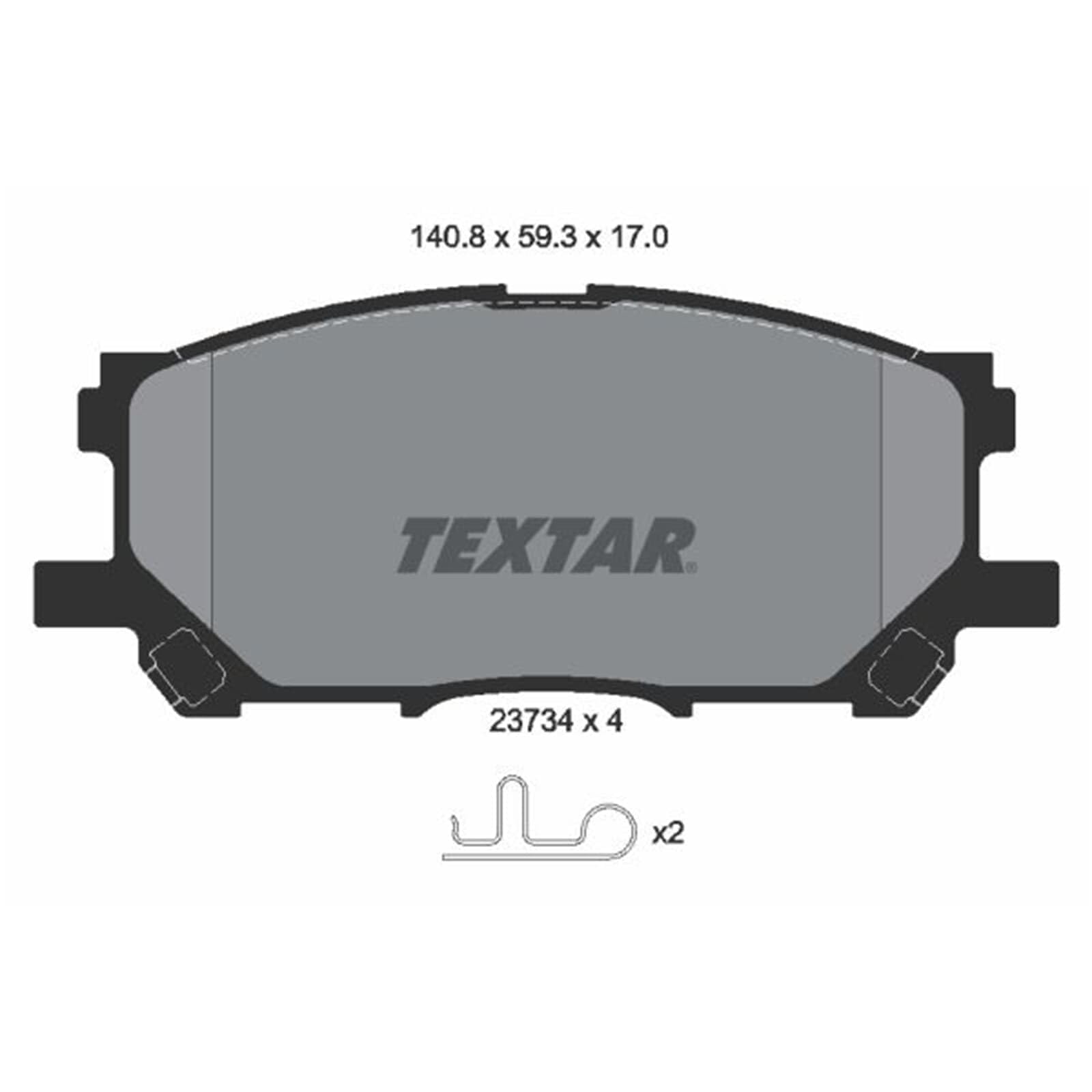 TEXTAR Juego de pastillas de freno Delantero con contacto avisador de desgaste con accesorios 2373401 Juego de pastillas de freno Compatible con LEXUS RX MHU3, GSU3, MCU3, TOYOTA Harrier II XU30