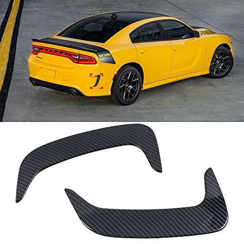 ITrims for Dodge Charger 2015-2020 Accessories Bumper Side Fin Air Vent Outlet Flap Molding Cover Trim 2PCS Car Exterior Accessories Decor Carbon Fiber (Rear)
