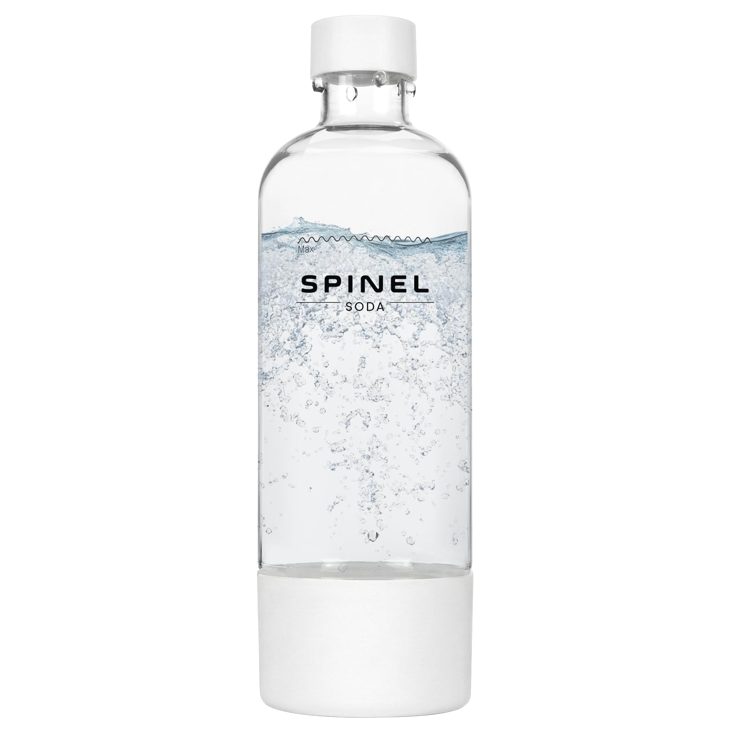 Spinel Soda BubbleOn gazéificateur d'eau gazeuse – Kit de démarrage avec cartouche de CO2, bouteille 1 l sans BPA – Blanc – Réglage du niveau de carbonatation jusqu'à 60 l