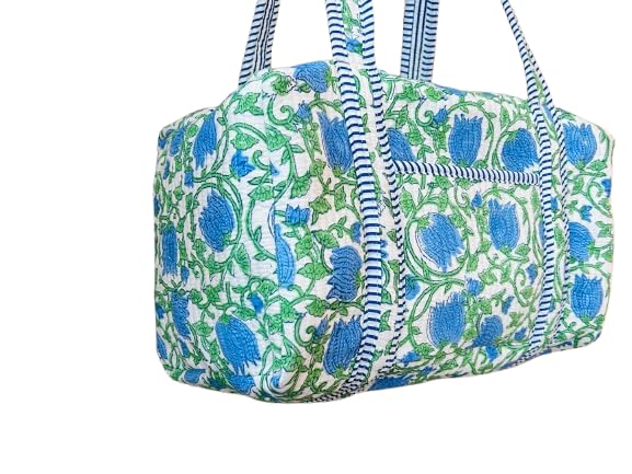 Handmade Quilted Large Duffle Bag Women Gift, Beach, Shopping, Gym, Travel Duffel Bag Ecofriendly Cotton Bag Weekender Duffel bag Overnight bags Gifts (20x10x10")4