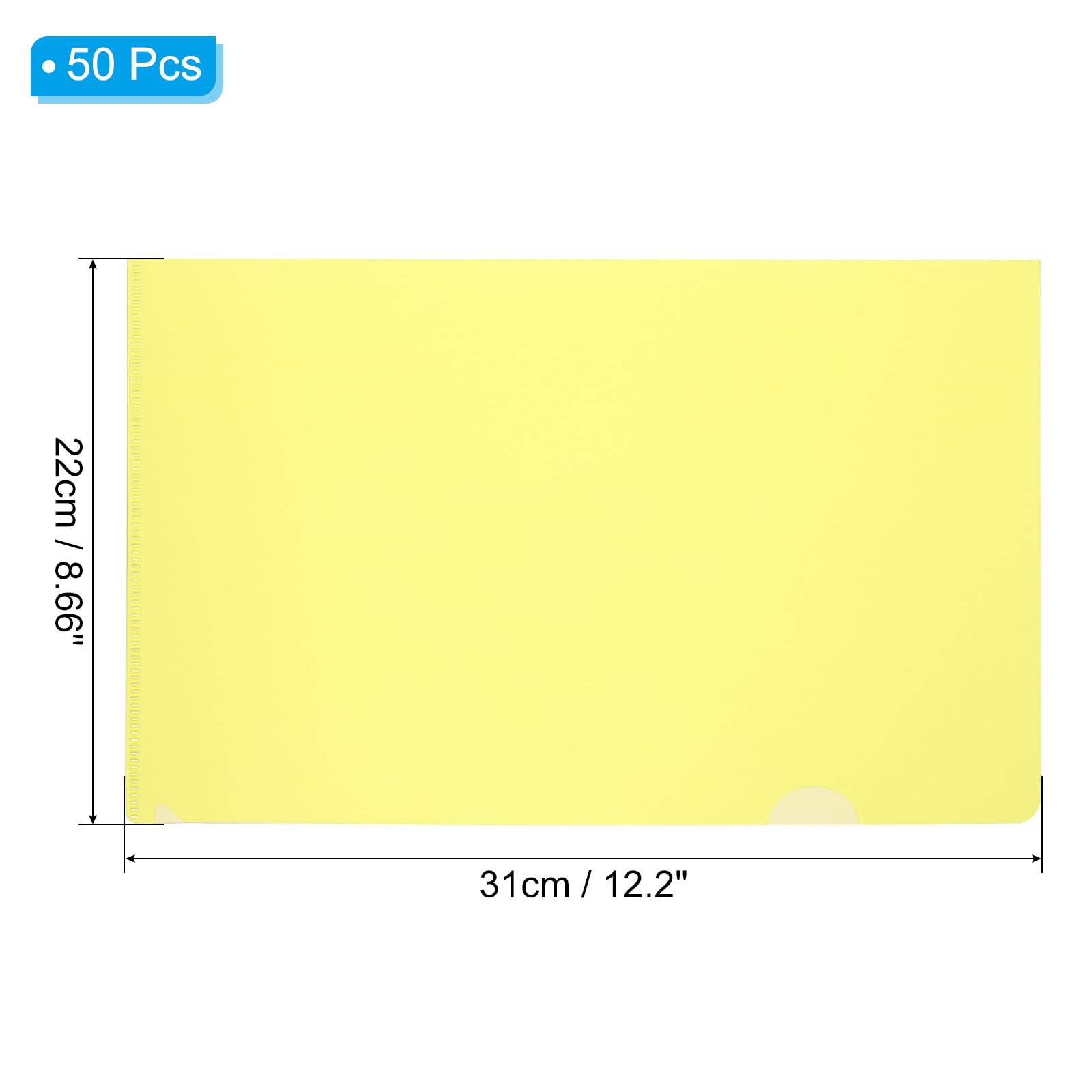 PATIKIL L Type Folders 50 Pack A4 Plastic File Project Pockets Clear Paper Document Jacket Sleeves for Office Yellow - Image 2