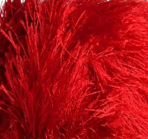 Image of Eyelash Fun Fur Yarn Premium 100% Polyester 164 Yds (150 Mt), 3.53 Oz (100 Gr) Colorful Crochet Yarn Dıy Hand Knitting. (Red, 3 Skein)