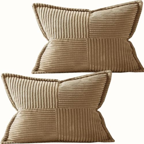 コーデュロイ柔軟装飾抱き枕カバークッションカバー枕カバー、四角い長方形40 x 60 40 x 80 65 x 65 cmソファーベッドチェアインテリア(A13,2 pieces 60x80cm)