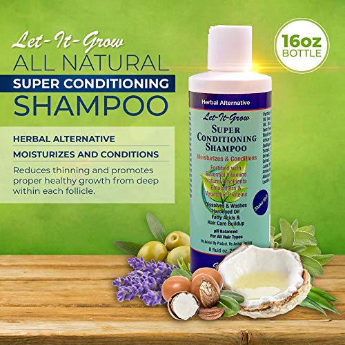 Moisturizing Conditioning Shampoo – Natural Hair Growth and Scalp Healing Treatment For All Hair Types - Fortified with Essential Vitamins and Proteins – 16 oz - Let-it-Grow by Genuine African Formula