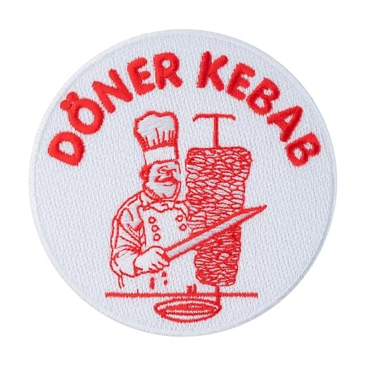Urbanski Patch Döner Kebab Köftespieß Dönermann Chef (mit oder ohne scharf) zum Aufbügeln 8,4 x 8,4 cm | Aufnäher Applikation Bügelbild 5 Urbanski Patch Döner Kebab Köftespieß Dönermann Chef (mit oder ohne scharf) zum Aufbügeln 8,4 x 8,4 cm | Aufnäher Applikation Bügelbild